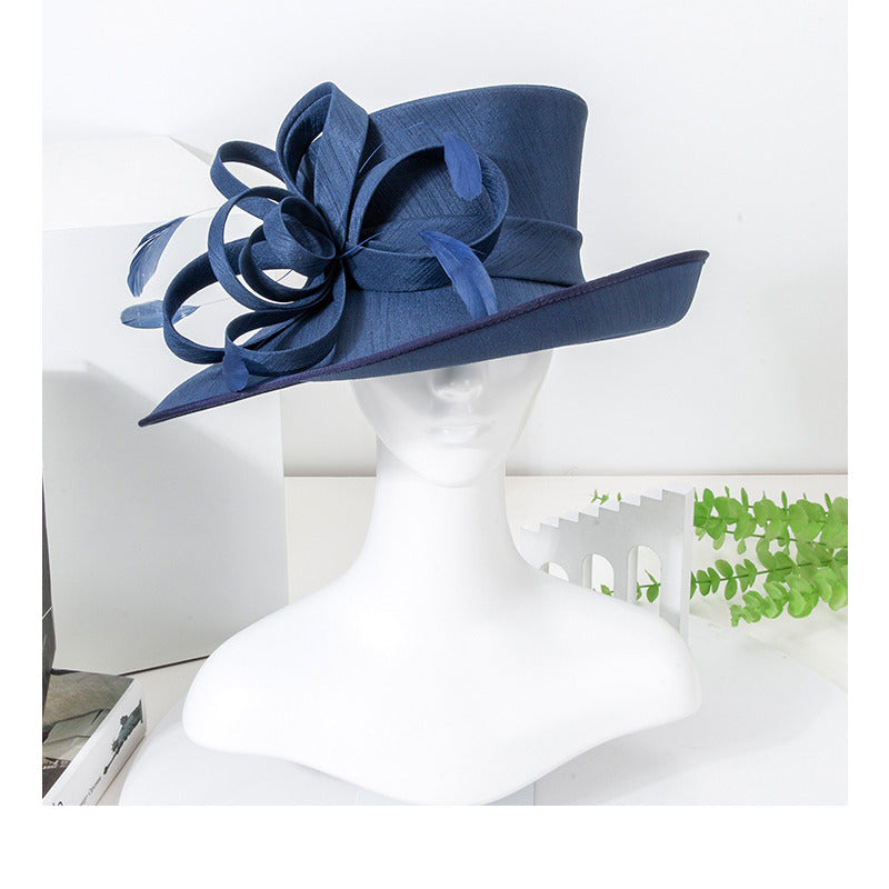 Elegant Slub-Fabric Wide Brim Hat with Sculptural Bow for  display picture 1