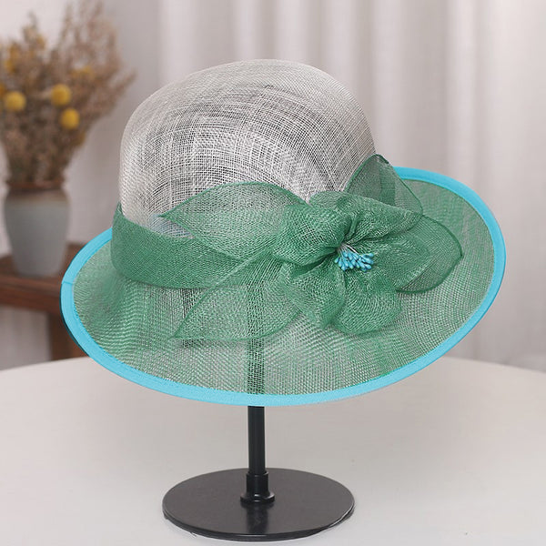 Women's Flip Brim Summer Flower Sinamay Kentucky Derby Church Hats