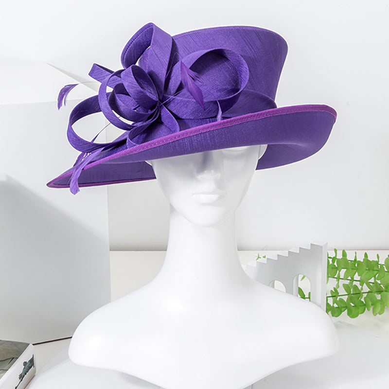 Elegant Slub-Fabric Wide Brim Hat with Sculptural Bow for  display picture 2