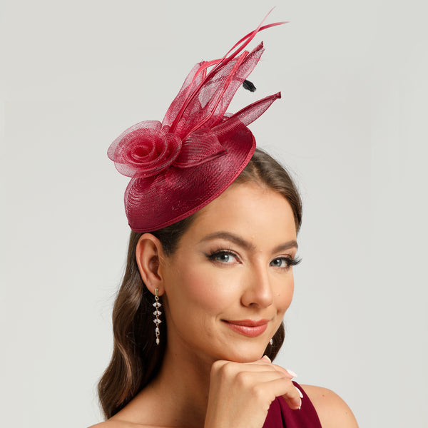 Elegant Faux Feather Flower Mesh Cocktail Kentucky Derby Ladies Day Fascinators With Clip