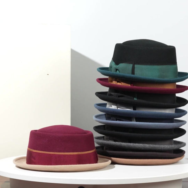 Women's Flip Brim Winter Wool Bow Cocktail Bowler Hats
