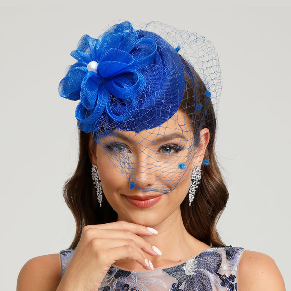 Women's Mesh With Flower Pearl Veil Kentucky Derby Fascinators With Clip