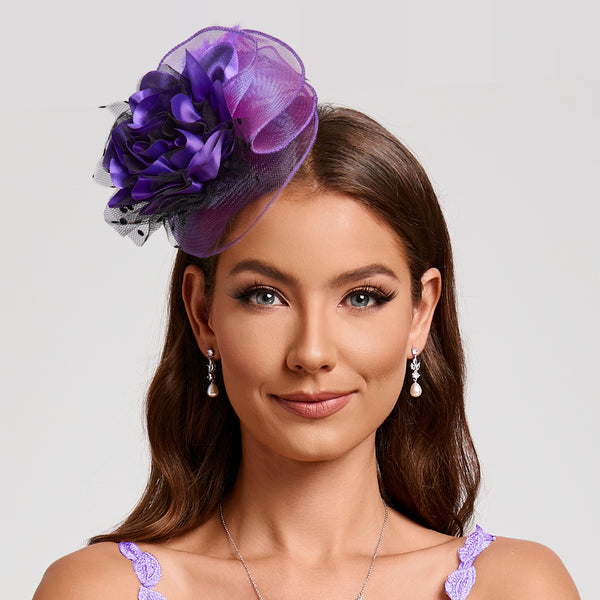 Women's Mesh With Faux Feather Flower Polka Dot Kentucky Derby Fascinators With Clip