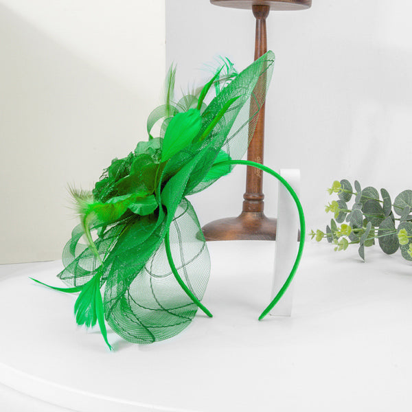 Women's Faux Feather Flower Tulle Kentucky Derby Fascinators With Clip Headband