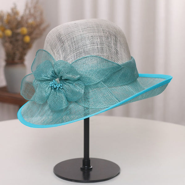 Women's Flip Brim Summer Flower Sinamay Kentucky Derby Church Hats