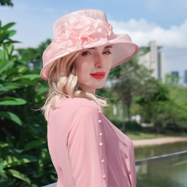 Women's Sinamay With Flower Kentucky Derby Church Hats