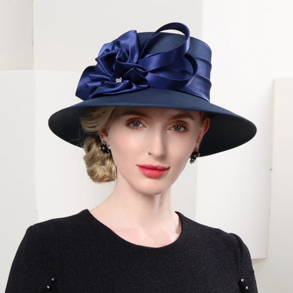 Women's Wide Brim Polyester With Silk Flower Kentucky Derby Church Hats