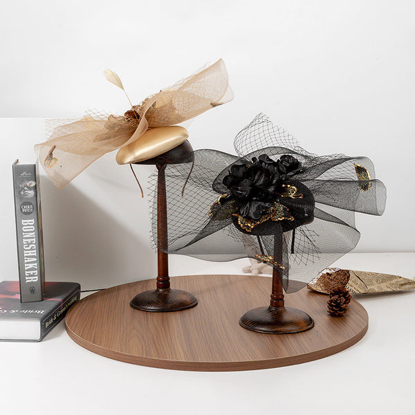 Women Oversized Faux Feather Flower Polyester Wedding Kentucky Derby Fascinators With Headband