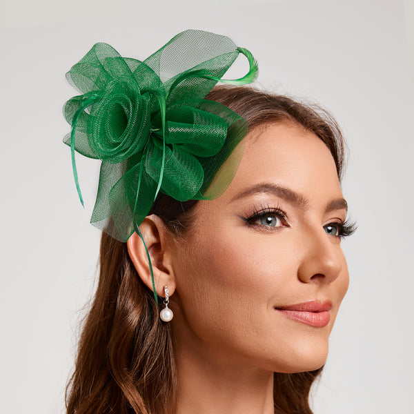 Mesh With Faux Feather Flower Kentucky Derby Fascinators With Clip