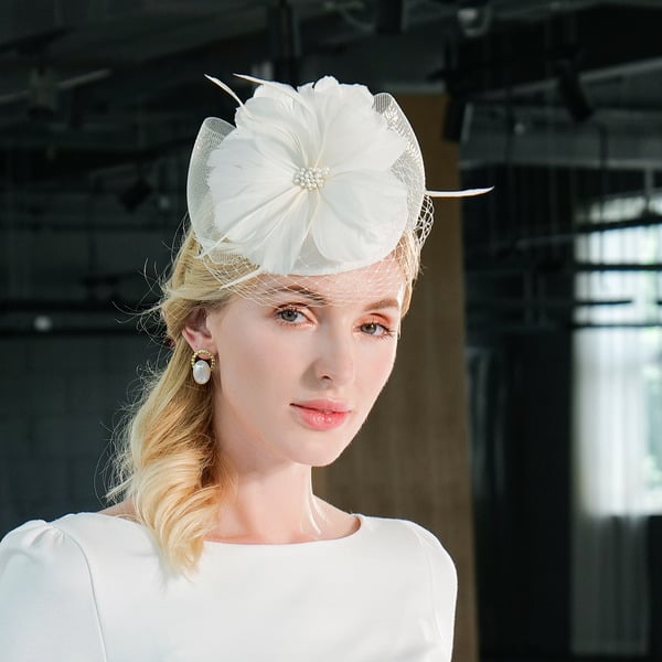 Women's Sinamay With Faux Feather Kentucky Derby Pillbox Hats Fascinators With Headband