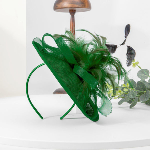 Women's Faux Feather Faux Sinamay Kentucky Derby Saucer Hats Fascinators With Clip Headband