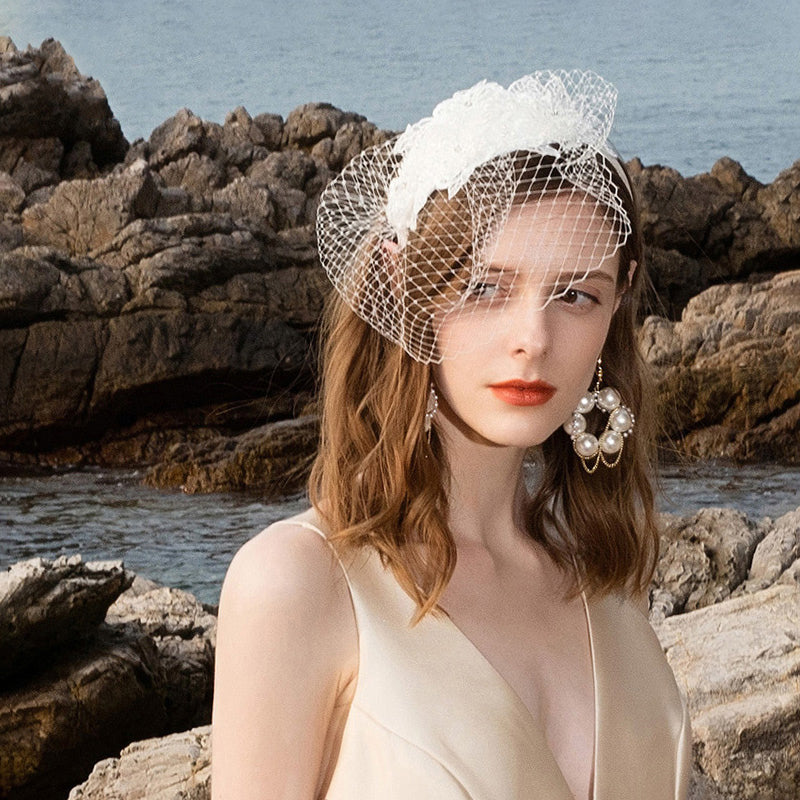 Bridal Veil Lace Wedding Tea Party Fascinator Headband